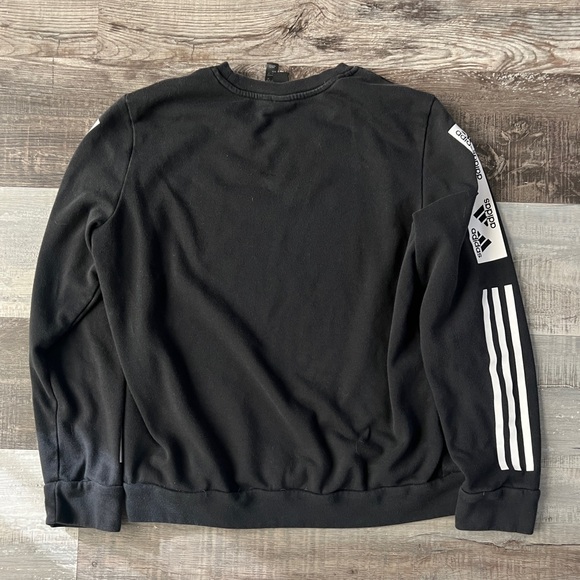 Adidas Black Crewneck Sweater with Ribbed Cuffs - Picture 2 of 7